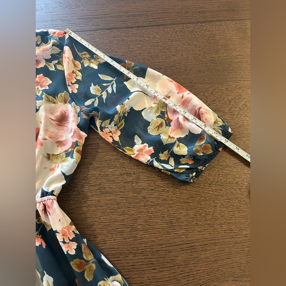 Floral Maxi V-Neck Dress Women’s Club Soda Size XL Puff Sleeve Boho Romantic - Picture 8 of 9